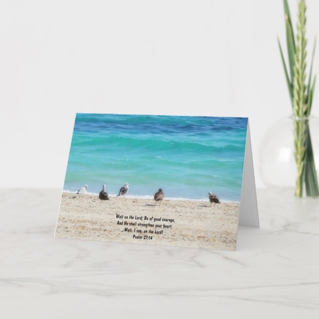 Tarjeta de fe con versículo bíblico de gaviotas en (Anverso)