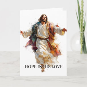 Tarjeta de Fe Esperanza Ánimo Jesús Brazos Abierto