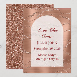 Tarjeta de Fecha de Boda Arqueada para Guardar Ros