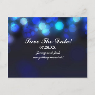 Tarjeta de fecha de boda con cielo azul medianoche