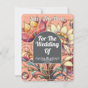 Tarjeta de fecha de boda Mucha Style