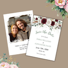 Tarjeta de fecha de boda para guardar con foto flo