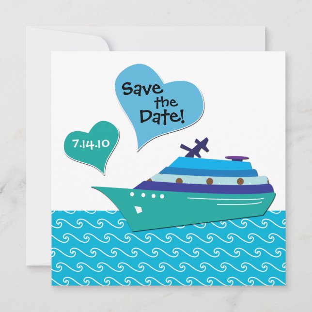 Tarjeta de fecha de Boda para guardar crucero (Anverso)
