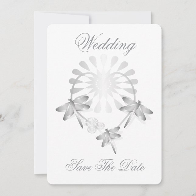 Tarjeta de fecha de boda para guardar Dragones pla (Anverso)