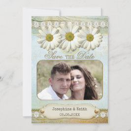 Tarjeta de fecha de guardado de foto floral rústic