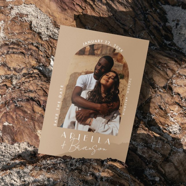 Tarjeta de fecha de guardado de foto marrón clara  (Subido por el creador)