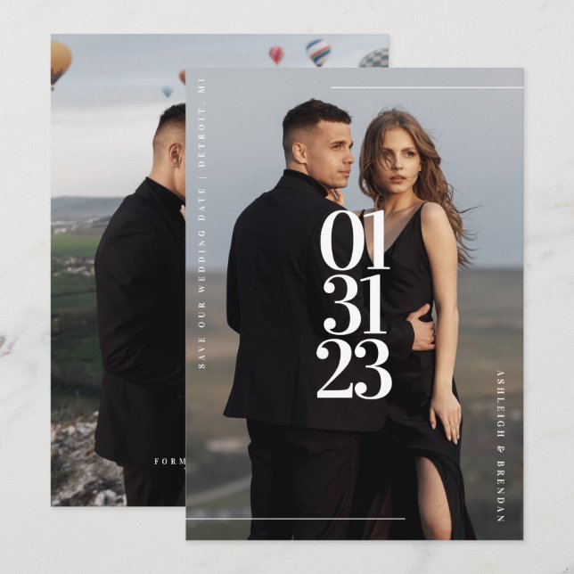 Tarjeta de Fecha de Guardado de Foto Moderna y Sim (Anverso / Reverso)