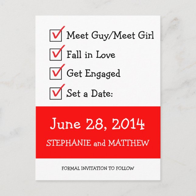 Tarjeta de Fecha de Guardado Divertida (Anverso)