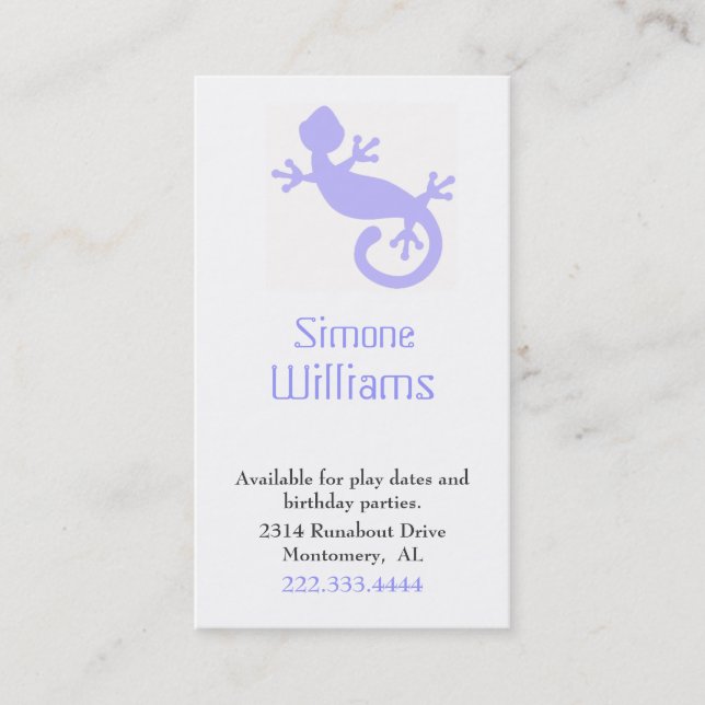 Tarjeta de fecha de juego del niño Lizard Azul Per (Anverso)