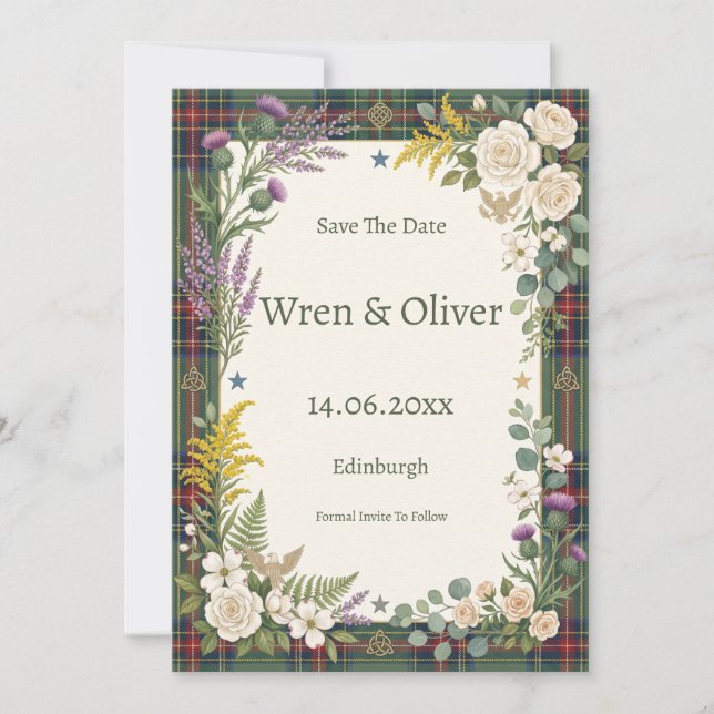 Tarjeta de fecha de salvación floral tropical (Anverso)