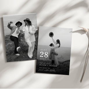 Tarjeta de fecha de salvado de foto moderna y mini