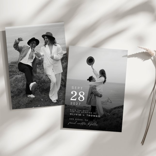 Tarjeta de fecha de salvado de foto moderna y mini (Subido por el creador)
