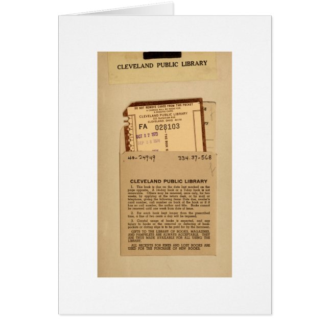 Tarjeta de fecha debida de la biblioteca (Frente)
