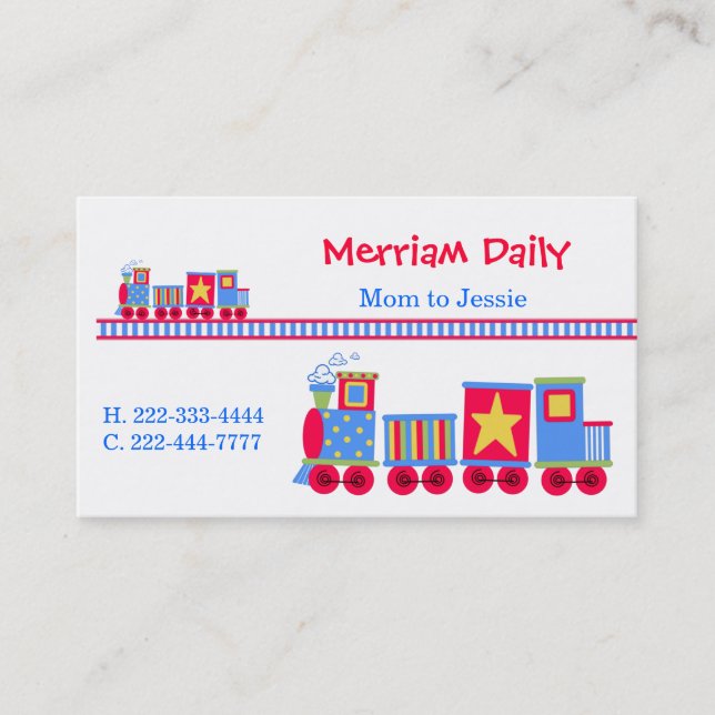 Tarjeta de fecha del juego de la mamá del tren (Anverso)