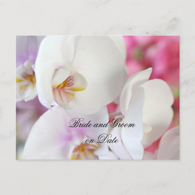 Tarjeta de fecha Luxury Elegant White Orchid Save (Anverso)