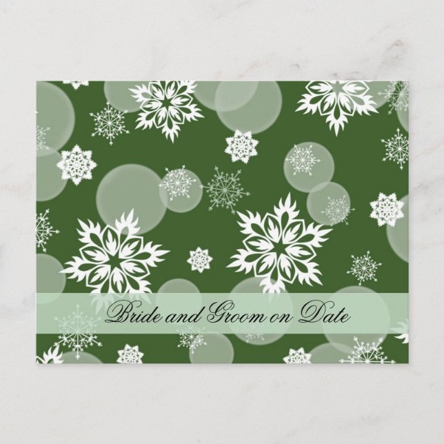 Tarjeta de fecha Luxury Snowflakes Winter Green Sa (Anverso)
