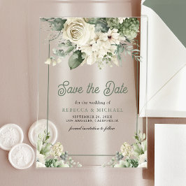 Tarjeta de fecha para guardar boda floral verde ma