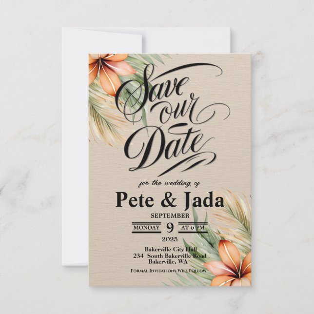 Tarjeta de fecha plana de 3,5" x 5" (Anverso)
