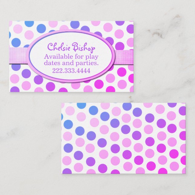 Tarjeta de fecha Polka Dot Play colorida (Anverso / Reverso)