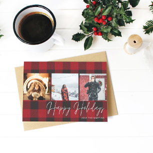 Tarjeta de Felices Fiestas con 3 Fotos de Cuadros