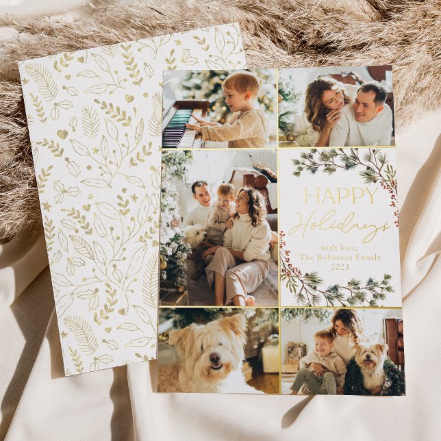 Tarjeta de Felices Fiestas con 5 Fotos Collage Ele (Subido por el creador)