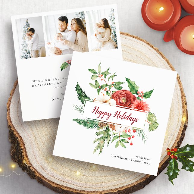 Tarjeta de Felices Fiestas con Foto Botánica (Botanical Photo Happy Holidays Card
)