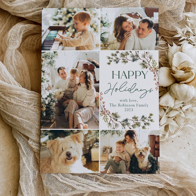 Tarjeta de Felices Fiestas con Foto de Familia Mod (Subido por el creador)