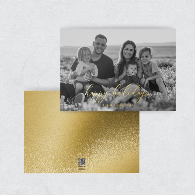 Tarjeta de Felices Fiestas con Foto de Hoja de Oro (Subido por el creador)