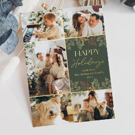 Tarjeta de Felices Fiestas con Hoja de Oro Boho Ve