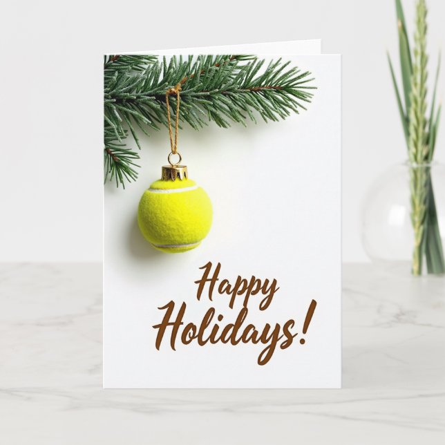 Tarjeta de Felices Fiestas con Pelota de Tenis (Anverso)