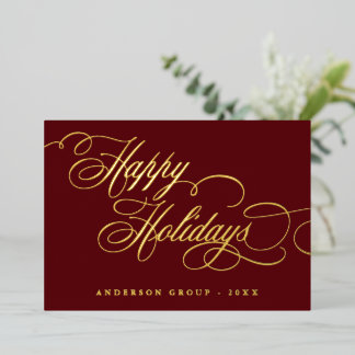 Tarjeta de Felices Fiestas corporativas con Caligr