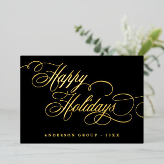 Tarjeta de Felices Fiestas corporativas con Caligr