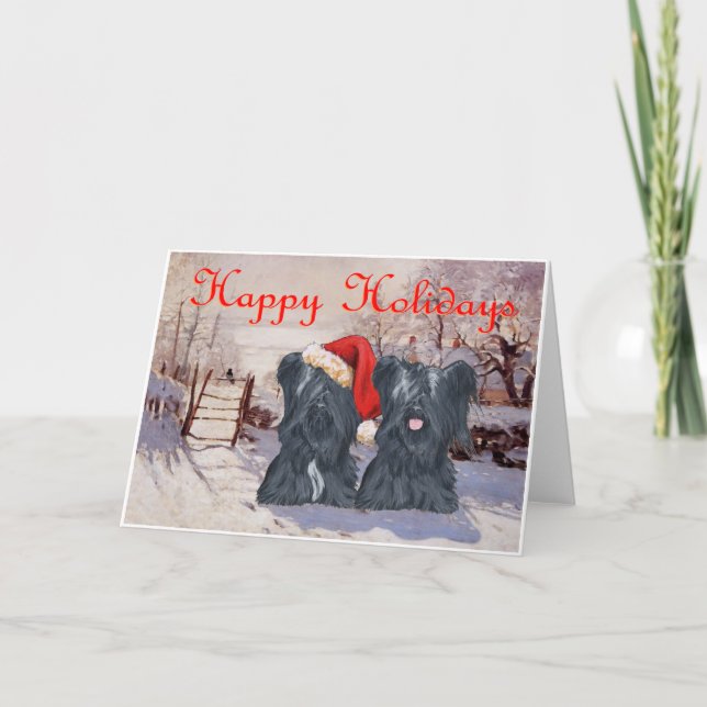 Tarjeta de Felices Fiestas de Terriers Skye en Inv (Anverso)