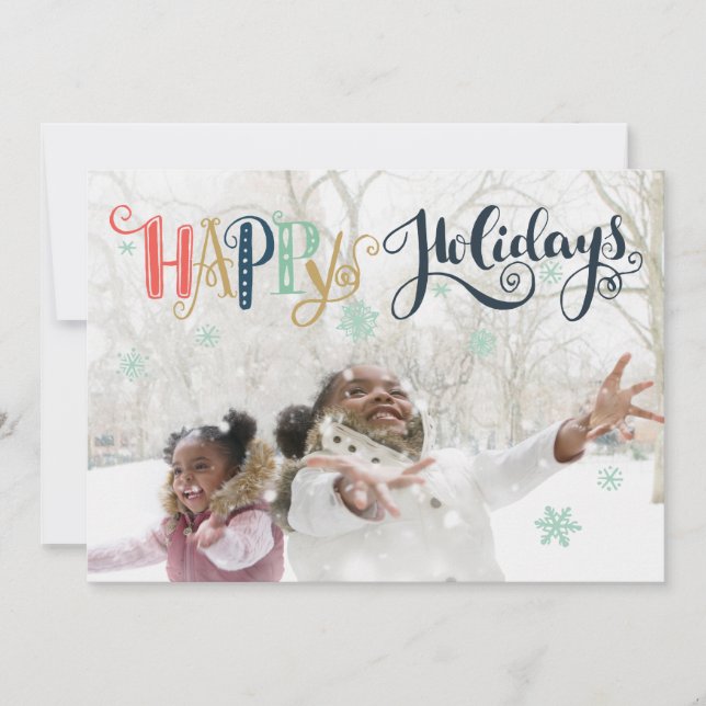 Tarjeta de Felices Fiestas Doodle Nieve | Tarjeta  (Anverso)