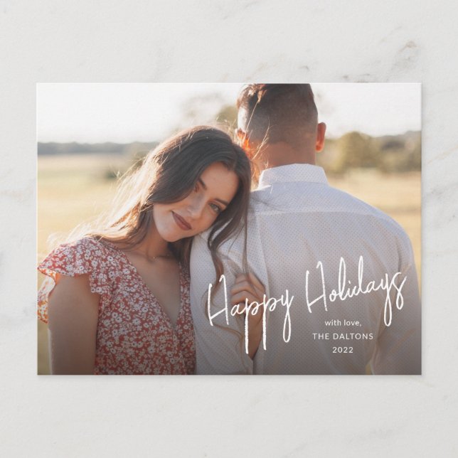 Tarjeta de Felices Fiestas Moderna con Foto Simple (Anverso)