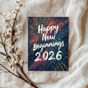 Tarjeta de felices nuevos comienzos 2026
