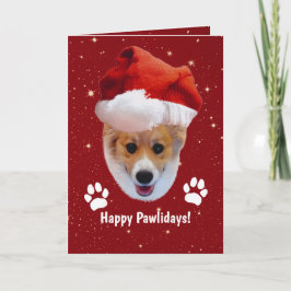 Tarjeta de Felices Pawlidays de Santa Corgi