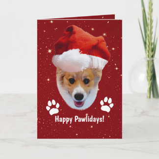 Tarjeta de Felices Pawlidays de Santa Corgi