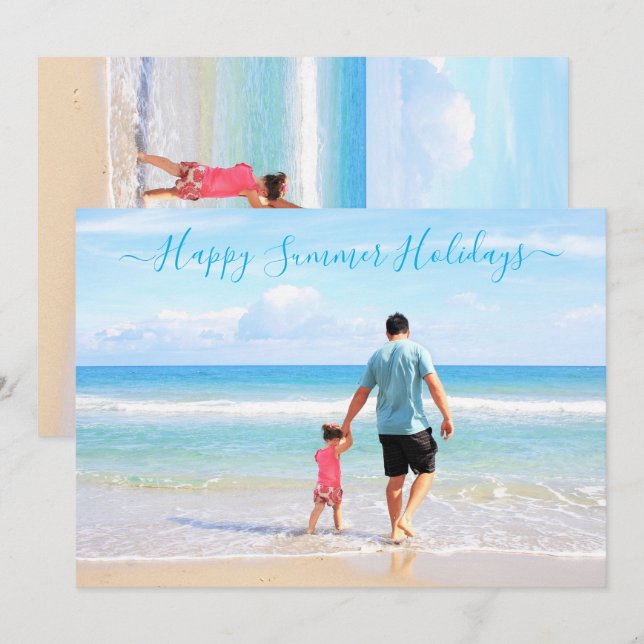 Tarjeta de Felices Vacaciones de Verano con Foto y (Anverso / Reverso)