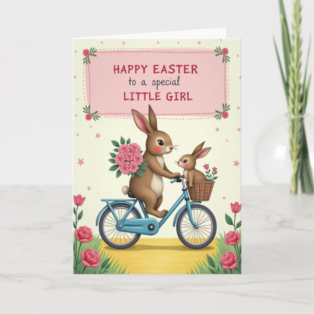 Tarjeta de Felicidad de Bicicleta de Conejo (Anverso)