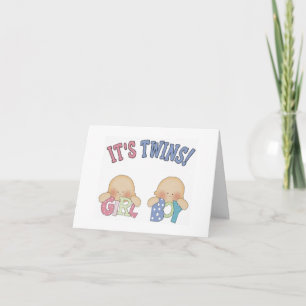 Tarjeta de Felicidades - Sus Mellizos Niña y Niño