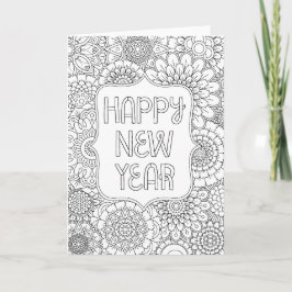 Tarjeta de felicitación 2018 para adultos colorean