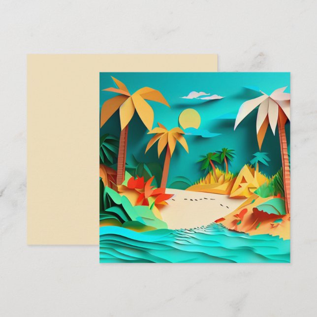 Tarjeta de felicitación 3D Papercraft Tropical Bea (Anverso / Reverso)