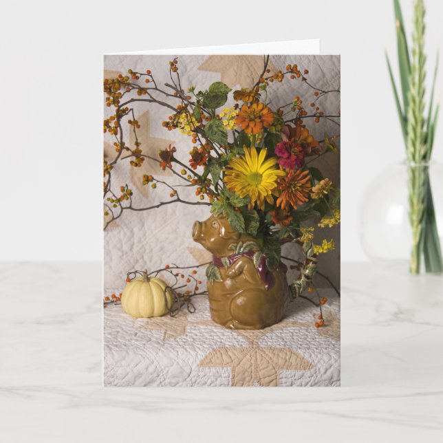 Tarjeta de felicitación 4603 Pig Pitcher Floral de (Anverso)