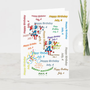 Tarjeta de felicitación 4 de julio, cumpleaños