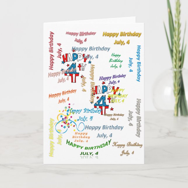 Tarjeta de felicitación 4 de julio, cumpleaños (Anverso)