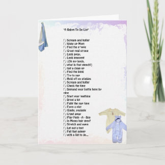 Tarjeta de felicitación "A Babys to Do List"