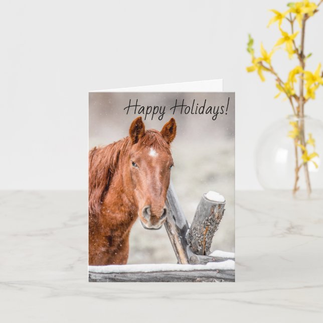 Tarjeta de felicitación a caballo (flor amarilla)