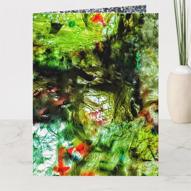 Tarjeta de felicitación abstracta amarilla doblada (Anverso)