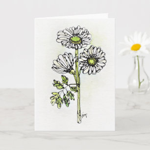 Tarjeta de felicitación - acuarela NGA - Daisises